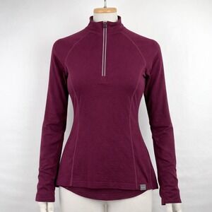 Meriwool Layers 190g Merino Wool Half Zip Base Layer Top Maroon Womens XS